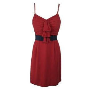 TORY BURCH Red Strappy Cocktail Bow Dress Silk Sweetheart Date Night Wedding S 4